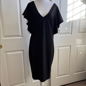 Ann Taylor Black Flutter Sleeve Midi Dress